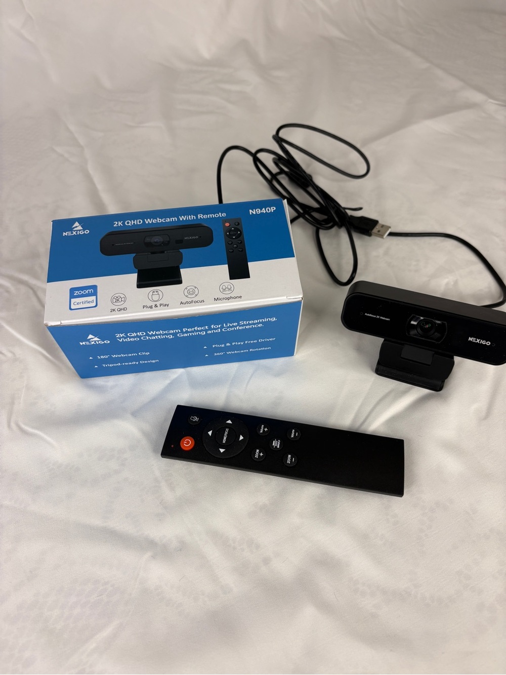 Nexigo N940P 2K QHD Webcam with Remote – Black